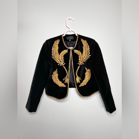 Nili Lotan Patsy Gold Embroidered  Jacket Black Velvet Floral Size XS /O EUC - Picture 3 of 11